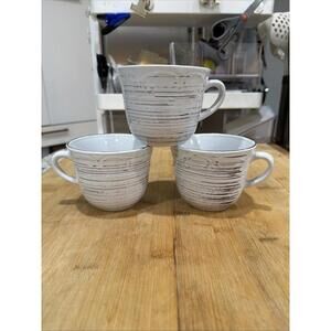 3 Pfaltzgraff  Trellis White Large Coffee Mugs Cups 14 oz *